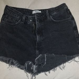 Black high waist distressed shorts